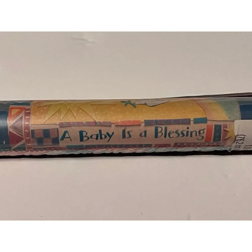 Hallmark Vintage Gift Wrap “A Baby is a Blessing” Noah’s‎ Ark New Sealed